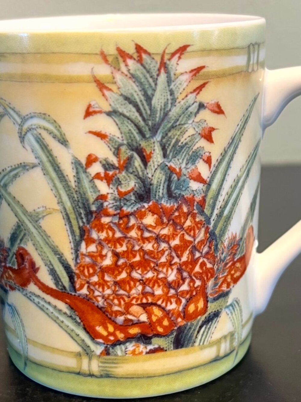 Andrea By Sadek Pineapple Mug Siddhia Hutchinson Vintage Bamboo Japan Ceramic